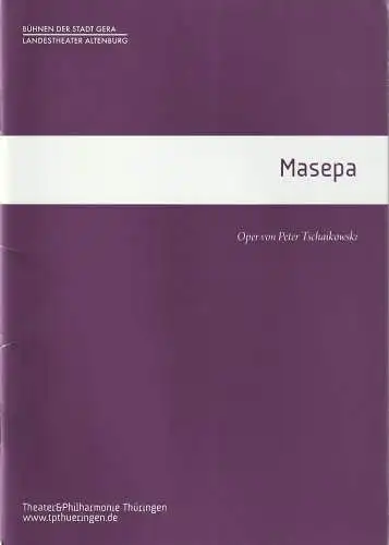 TPT Theater und Philharmonie Thüringen, Bühnen der Stadt Gera, Landestheater Altenburg, Kay Kuntze, Nastasia Tietze: Programmheft Peter Tschaikowski MASEPA Premiere 28. April 2017 Gera Spielzeit 2016 / 17 (18). 