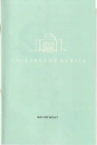 Volksbühne am Luxemburgplatz, Hans Baltzer ( Illustrationen ): Programmheft William Shakespeare WAS IHR WOLLT Spielzeit 1960 / 61 Heft 42 (18). 