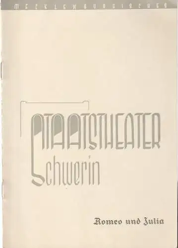Mecklenburgisches Staatstheater Schwerin, Edgar Bennert, Stephan Stompor: Programmheft Heinrich Sutermeister ROMEO UND JULIA April 1959 (18). 