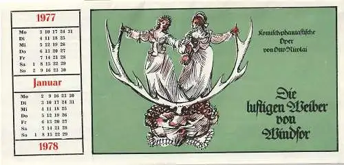 Theater der Stadt Cottbus, Ursula Fröhlich, Hans-Hermann Liebrecht, Walter Böhm: Programmheft Otto Nicolai DIE LUSTIGEN WEIBER VON WINDSOR Premiere 12. Februar 1977 Spielzeit 1976 / 1977 Nr. 7 (18). 