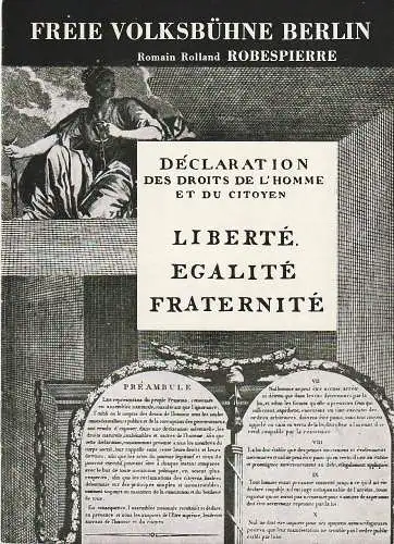 Freie Volksbühne Berlin, Hermann Kleinselbeck, Heinrich Fürtinger: Programmheft  Romain Rolland ROBESPIERRE Premiere 1. Mai 1963 Spielzeit 1962 / 63 Heft 1 (18). 