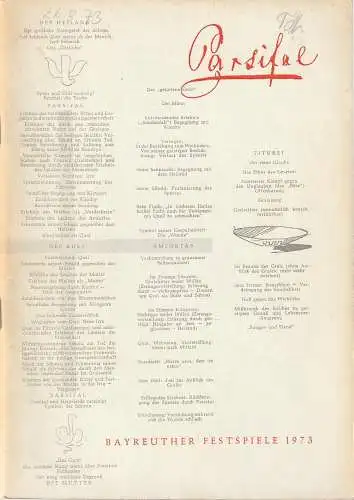 Bayreuther Festspiele 1973, Wolfgang Wagner, Herbert Barth: Programmheft Richard Wagner PARSIFAL Bayreuther Festspiele 1973 III (18). 