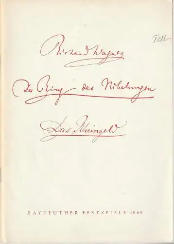 Bayreuther Festspiele 1969, Wolfgang Wagner, Herbert Barth: Programmheft Richard Wagner DAS RHEINGOLD Bayreuther Festspiele 1969 V (18). 