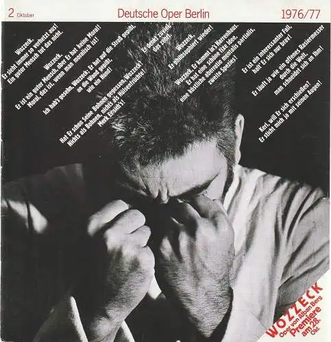 Deutsche Oper Berlin, Siegfried Palm: Programmheft Hans Werner Henze WIR ERREICHEN DEN FLUß Spielzeit 1976 / 77 Nr. 2 Oktober (18). 