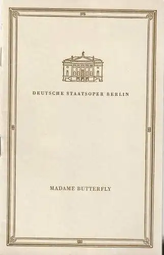 Deutsche Staatsoper Berlin, Werner Otto, Wolfgang Würfel: Programmheft Giacomo Puccini MADAME BUTTERFLY 9. Dezember 1958 (18). 