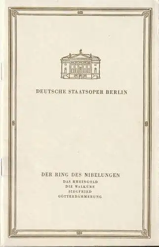 Deutsche Staatsoper Berlin, Werner Otto, Günter Rimkus: Programmheft DER RING DES NIBELUNGEN (18). 