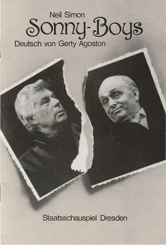 Staatsschauspiel Dresden, Gerhard Wolfram, Karla Kochta, Jürgen Haufe: Programmheft Neil Simon SONNY-BOYS Premiere 24. Februar 1984 (18). 