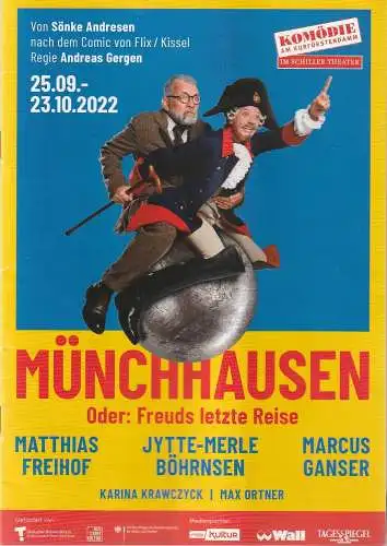 Komödie am Kurfürstendamm im Schiller Theater, Daniel Krauss, Katrin Reichardt, Brigitta Valentin, u.a: Programmheft Uraufführung Sönke Andresen MÜNCHHAUSEN 25. September 2022 (18). 