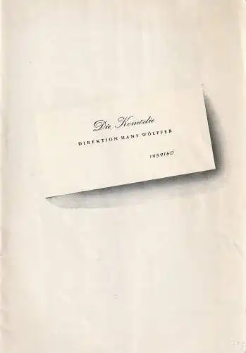 Die Komödie, Direktion Hans Wölffer, Brigitte Wenkel: Programmheft Bernard Shaw PYGMALION Spielzeit 1959 / 60 (18). 