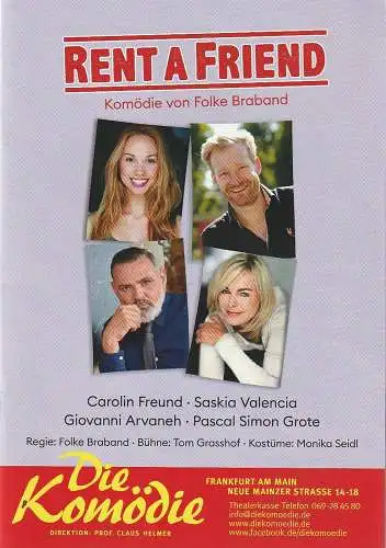 Die Komödie, Claus Helmer, Katrin Laier: Programmheft Folke Braband RENT A FRIEND Spielzeit 2021 / 2022 (18). 