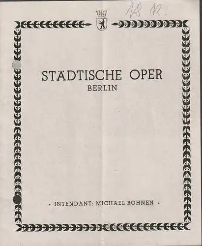 Städtische Oper Berlin, Michael Bohnen: Programmheft CAVALLERIA RUSTICANA / DER BAJAZZO 18. Dezember 1946 (18). 