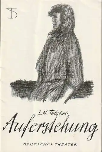 Deutsches Theater, Wolfgang Langhoff, DEWAG: Programmheft Leo N. Tolstoi AUFERSTEHUNG Spielzeit 1957 / 58 Heft 1 (18). 