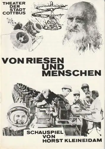 Theater der Stadt Cottbus, Ursula Fröhlich, Monika Runge, Walter Böhm: Programmheft Horst Kleineidam VON RIESEN UND MENSCHEN Premiere 20. September 1969 Spielzeit 1969 / 70 Nr. 2 (18). 