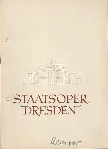 Staatsoper Dresden, Heinrich Allmeroth Eberhard Sprink, Jürgen Beythien, Gerhard Schade: Programmheft Werner Egk DER REVISOR Premiere 29. Juni 1958 Kleines Haus  Spielzeit  1957 / 58 Reihe A Nr. 8 (18). 
