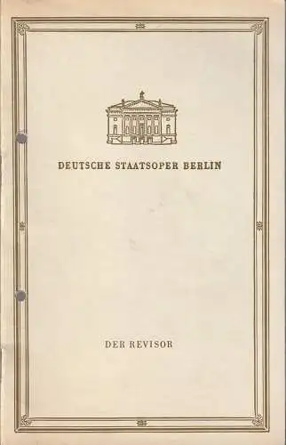 Deutsche Staatsoper Berlin, Werner Otto, Werner Klemke: Programmheft Werner Egk DER REVISOR 14. Janauar 1958 (18). 