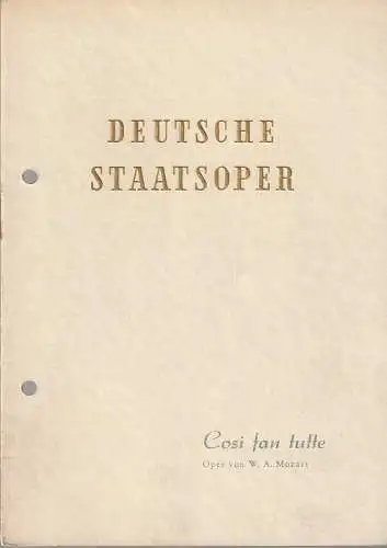 Deutsche Staatsoper Berlin: Programmheft Wolfgang Amadeus Mozart COSI FAN TUTTE 25. Januar 1954   ( So machen 's alle ) (18). 