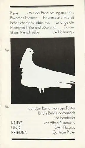 Landesbühnen Sachsen, Alfred Lübke, Rosemarie Dietrich, Ekkehard Walter: Programmheft nach Leo Tolstoi KRIEG UND FRIEDEN Premiere 26. + 27. März 1983 Spielzeit 1982 / 83 Heft 9 (18). 