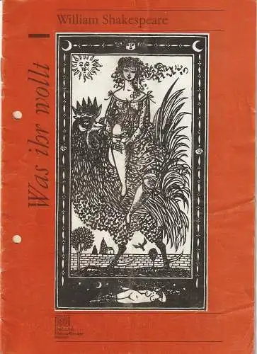 Nationaltheater Weimar, Gert beinemann, Sigrid Busch, Christina Junghanß, Hans Jürgen Keßler: Programmheft William Shakespeare WAS IHR WOLLT  Premiere 20. März 1986 Spielzeit 1985 / 86 Heft 11 (18). 