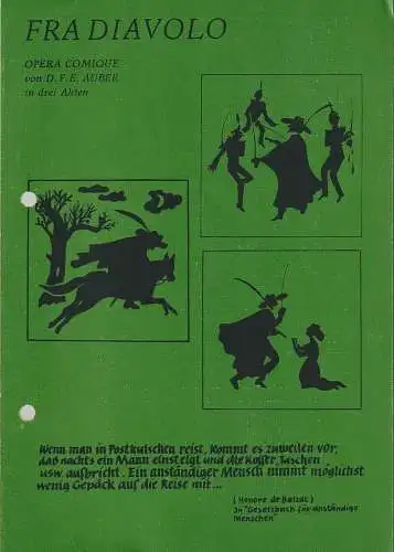 Volkstheater Halberstadt, Hans-Hermann Krug, Susanne Schering: Programmheft Daniel Francois Esprit Auber FRA DIAVOLO oder DAS GASTHAUS BEI TERRACINA Premiere 1. + 3. Juni 1984 Spielzeit 1983 / 84 Heft 10 (18). 