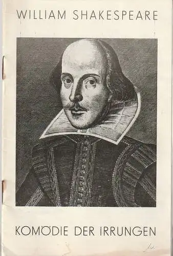 Hans-Otto-Theater Potsdam, Günter Klingner, Jutta Wardetzky: Programmheft William Shakespeare KOMÖDIE DER IRRUNGEN Premiere 10. März 1968 Spielzeit 1967 / 68 Heft 10 (18). 
