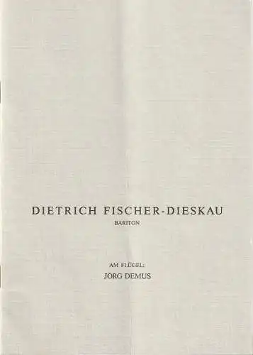 Südwestdeutsche Konzertdirektion Stuttgart, Erwin Russ: Programmheft SONDERKONZERT DIETRICH FISCHER-DIESKAU 14. November 1982 Liederhalle Beethovensaal (18). 