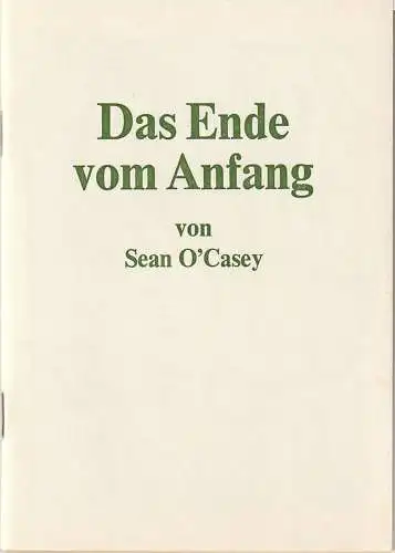 Bühnen der Stadt Köln, Claus Helmut Drese, Susanne Bonenkamp: Programmheft Sean O'Casey DAS ENDE VOM ANFANG Premiere 16. Juli 1975 Kammerspiele (18). 
