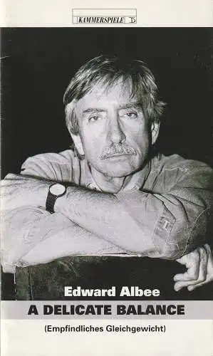 Deutsches Theater und Kammerspiele, Thomas Langhoff, Hans Nadolny, Heinz Rohloff: Programmheft Edward Albee A DELICATE BALANCE ( EMPFINDLICHES GLEICHGEWICHT ) Premiere 21. November 1998   116. Spielzeit 1998 / 99 (18). 
