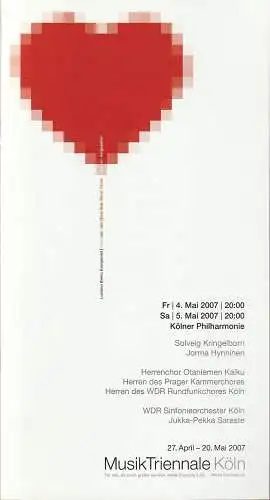 MusikTriennale Köln, Louwrens Langevoort, Katrin Paulsen, Andreas Günther: Programmheft MUSIKTRIENNALE KÖLN SOLVEIG KRINGELBORN / JORMA HYNNINEN 4. + 5. Mai 2007 Kölner Philharmonie (18). 