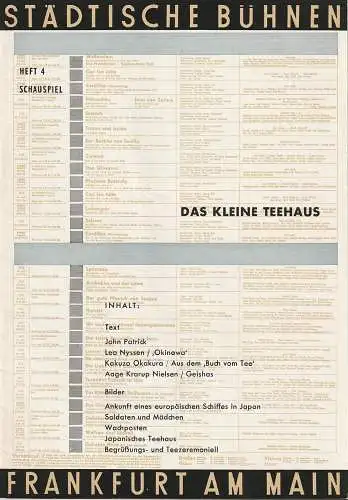 Städtische Bühnen Frankfurt am Main,  Harry Buckwitz, Günter Skopnik, Rudi Seitz: Programmheft John Patrick DAS KLEINE TEEHAUS  Spielzeit 1954 / 55 Heft 4 (18). 