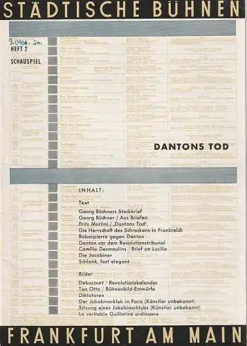 Städtische Bühnen Frankfurt am Main,  Harry Buckwitz, Günter Skopnik, Rudi Seitz: Programmheft Georg Büchner DANTONS TOD Spielzeit 1954 / 55 Heft 2 (18). 