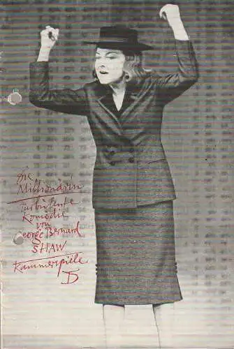 Deutsches Theater Staatstheater, Wolfgang Heinz, Martin Linzer, Alexander Weigel: Programmheft George Bernard Shaw DIE MILLIONÄRIN Premiere 18. August 1965 Spielzeit 1965 / 66 Heft 1 (18). 