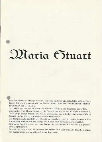 Theater der Stadt Plauen, Klaus Krampe, Christa Stöß: Programmheft Friedrich Schiller MARIA STUART Premiere 14. Mai 1988 Spielzeit 1987 / 88 Nr. 12 (18). 