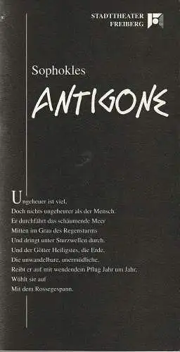 Stadttheater Freiberg, Rüdiger Bloch, Volkmar Spörl: Programmheft Sophokles ANTIGONE Premiere 7. November 1992 Spielzeit 1992 / 1993 (18). 