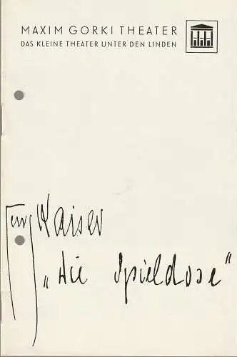 Maxim Gorki Theater Das kleine Theater Unter den Linden, Maxim Vallentin, Armin Stolper: Programmheft Georg Kaiser DIE SPIELDOSE Premiere Juni 1961 Heft 45 (18). 