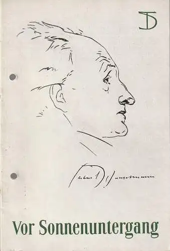Deutsches Theater Berlin, Wolfgang Langhoff, Inge Voß, DEWAG Werbung: Programmheft Gerhart Hauptmann VOR SONNENUNTERGANG Spielzeit 1955 / 56 Heft 1 (18). 