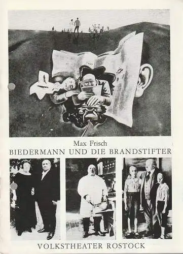 Volkstheater Rostock DDR, Ekkehard Prophet, Frank Goyke: Programmheft Max Frisch BIEDERMANN UND DIE BRANDSTIFTER Premiere 5. Juli 1986 Atelierhaus Spielzeit 1985 / 86 (18). 