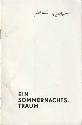 Theater der Stadt Plauen, Werner Friede, Christa-Maria Kross, Josef Hegenbarth ( Illustrationen ): Programmheft William Shakespeare EIN SOMMERNACHTSTRAUM Premiere 26. Januar 1973 Spielzeit 1972 / 73 Nr. 8 (18). 