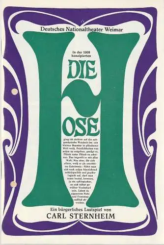 Deutsches Nationaltheater Weimar, Gert Beinemann, Sigrid Busch, Marianne Janietz, Hans-Jürgen Keßler: Programmheft Carl Sternheim DIE HOSE Heft 4 Spielzeit 1981 / 82 (18). 