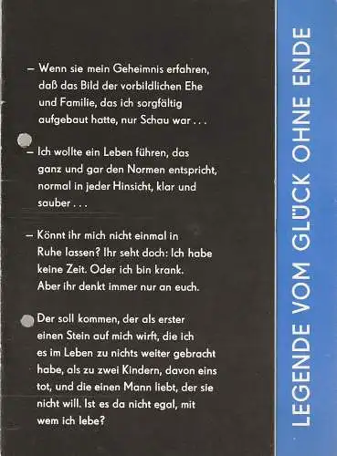 Friedrich-Wolf-Theater Neustrelitz, J. A. Weindich, Ruth Roßteuscher: Programmheft Ulrich Plenzdorf LEGENDE VOM GLÜCK OHNE ENDE Premiere 4. Mai 1986 Nr. 11 / 86 (18). 
