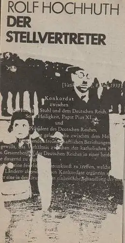 Das Meininger Theater, Jürgen Juhnke, Dietrich Ziebart, Petra Pamer: Programmheft Rolf Hochhuth DER STELLVERTRETER Premiere 20. März 1985 Spielzeit 1984 / 85 Heft 7 (18). 