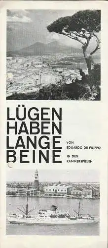 Leipziger Theater, Karl Kayser, Christoph Hamm, Manfred Haacke, Volker Wendt: Programmheft Eduardo de Filippo LÜGEN HABEN LANGE BEINE Premiere 21. Dezember 1974 Spielzeit 1974 / 75 Heft 12 (18). 