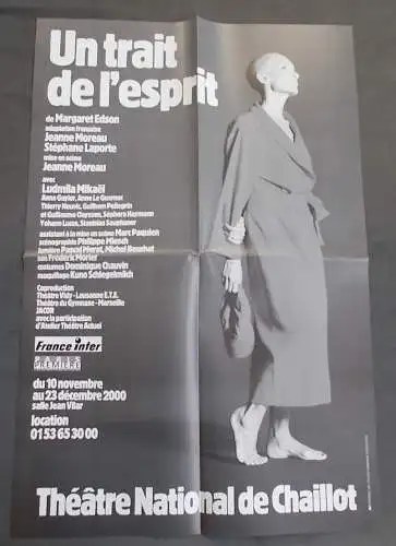 Theatre National de Chaillot: Programmheft Theaterplakat Margaret Edson UN TRAIT DE L'ESPRIT Premiere 10 novembre 2000 (18). 