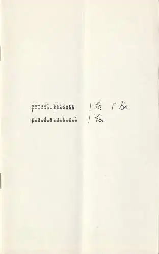 Bühnen der Stadt Köln, Claus Helmut Drese, Peter Kleinschmidt: Programmheft Samuel Beckett ENDSPIEL Premiere 13. Oktober 1973 Spielzeit 1973 / 74 (18). 
