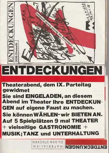 Mecklenburgisches Staatstheater Schwerin: ENTDECKUNGEN DDR-DRAMATIK Premiere 29. / 30. Januar 1988 KONVOLUT (18). 