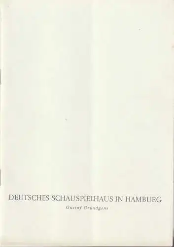 Deutsches Schauspielhaus in Hamburg, Gustaf Gründgens, Günther Penzoldt: Programmheft Friedrich Schiller DIE VERSCHWÖRUNG DES FIESKO ZU GENUA 23. Dezember 1959 Spielzeit 1959 / 60 (18). 