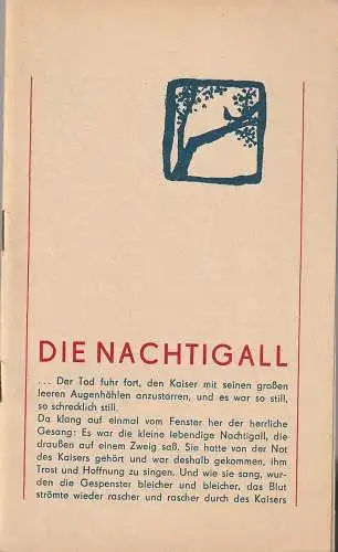 Städtische Bühnen Erfurt, Bodo Witte, Lothar Ehrlich, Harald Gerlach, Regina Holland-Cunz: Programmheft Joachim Knauth DIE NACHTIGALL Premiere 16. April 1983 Spielzeit 1982 / 83 Heft 7 (18). 