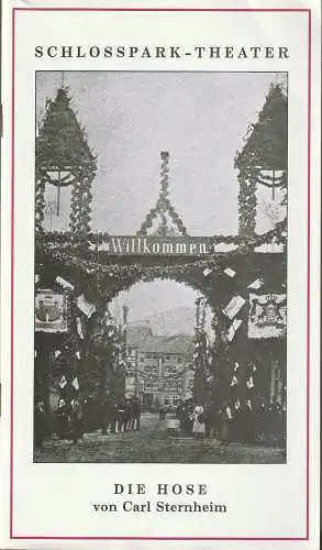 Staatliche Schauspielbühnen Berlins, Hans Lietzau, Rosemarie Koch: Programmheft Carl Sternheim DIE HOSE Premiere 23. Juni 1978 Schlosspark-Theater Spielzeit 1977 / 78 Heft 102 (18). 