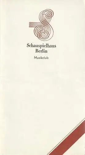 Schauspielhaus Berlin, Hans Lessing, Heidi Kirbach, Rudolf Grüttner, Hans E. Ernst: Programmheft Marionettenoper Carl Maria von Weber ABU HASSAN 3. Januar 1988 Schauspielhaus Musikclub (18). 