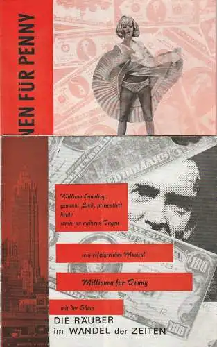 Theater der Stadt Cottbus, Ursula Fröhlich,Monika Runge / Norbert Reglin, Lothar Pfeiffer / Annelore Nikolaus: Programmheft 2 Hefte  Max Colpet / Lotar Olias MILLIONEN FÜR PENNY Premiere 2. Dezember 1972 Spielzeit 1972 / 73 Heft 6 (18). 