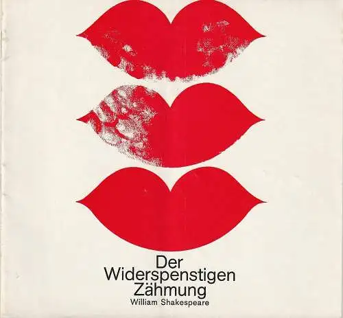 Deutsches Schauspielhaus in Hamburg, O. F. Schuh, Günther Petzoldt, Rolf Wilken, Hannelore Gerber, Rosemarie Clausen (Szenenfotos ): Programmheft William Shakespeare DER WIDERSPENSTIGEN ZÄHMUNG Spielzeit 1967 / 68 Heft 7 (18). 